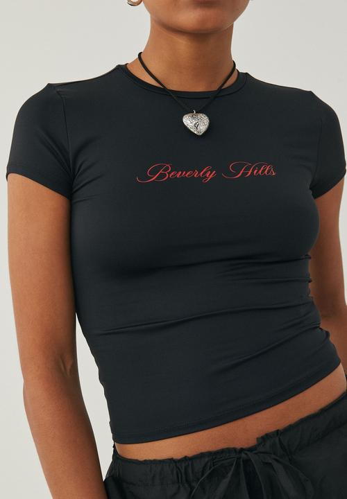 Supré  - Pia luxe graphic t shirt - black/beverly hills