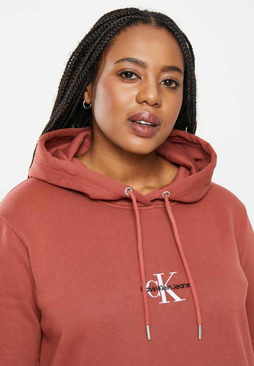 Calvin Klein - Plus monogram hoodie dress - terracotta tile