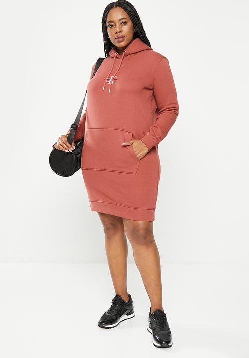 Calvin Klein - Plus monogram hoodie dress - terracotta tile