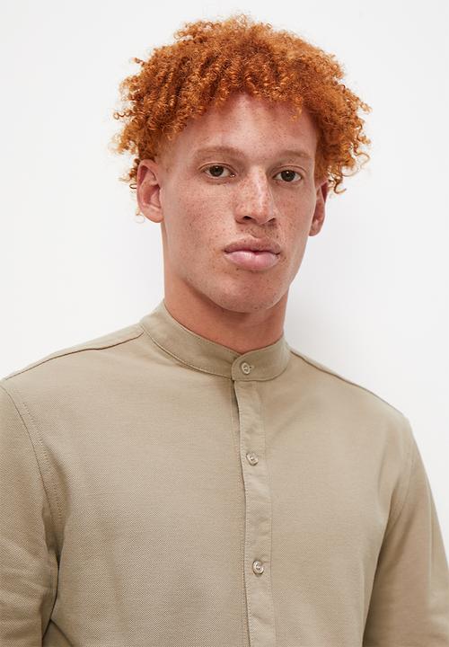 Superbalist - Pique mandarin shirt - taupe