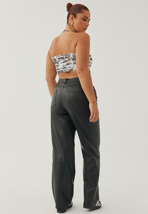 Supré  - Vegan leather wide leg pant - black