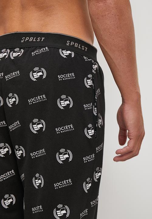 Superbalist - Printed regular long lounge pant - black