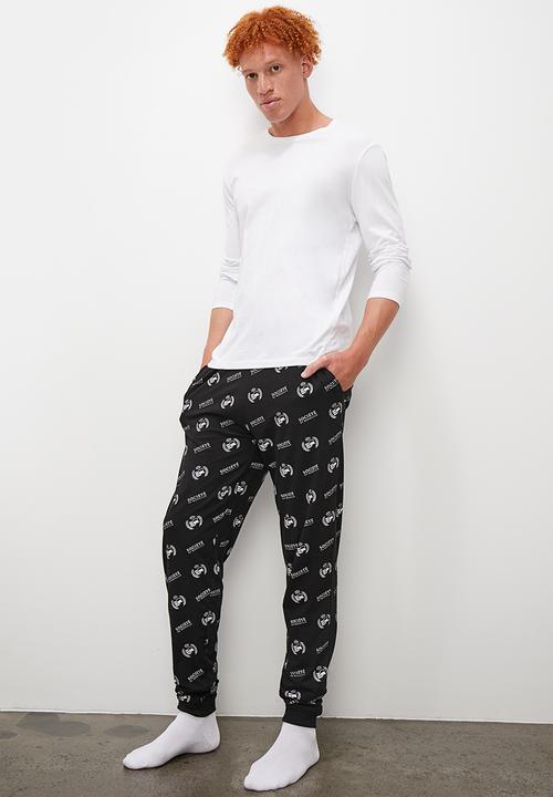 Superbalist - Printed regular long lounge pant - black