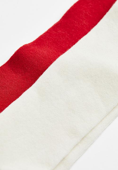H&M - 2 Pack tights - red & natural white