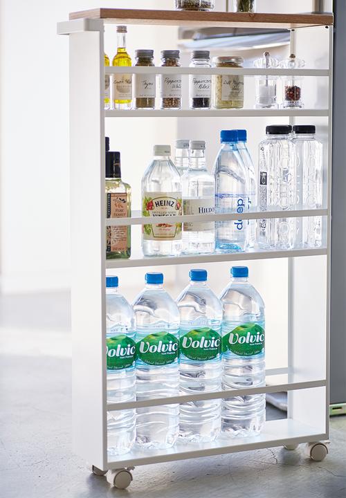 Yamazaki - Tower storage cart with handle - white