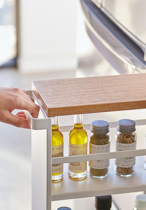 Yamazaki - Tower storage cart with handle - white