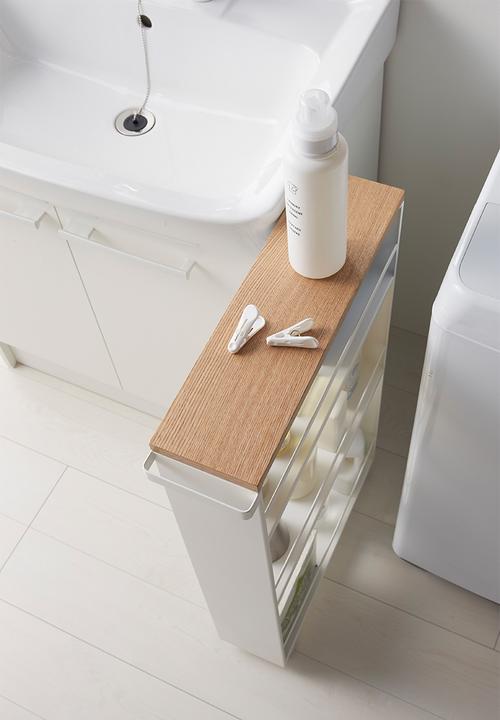 Yamazaki - Tower storage cart with handle - white
