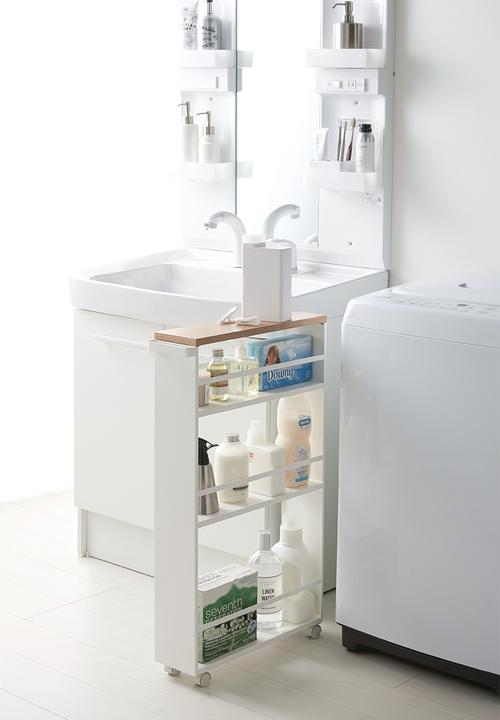 Yamazaki - Tower storage cart with handle - white