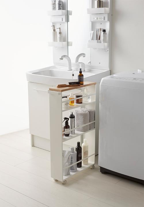 Yamazaki - Tower storage cart with handle - white