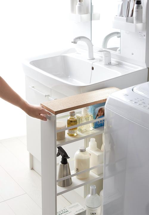Yamazaki - Tower storage cart with handle - white