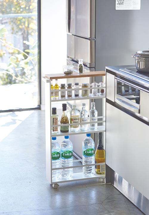Yamazaki - Tower storage cart with handle - white