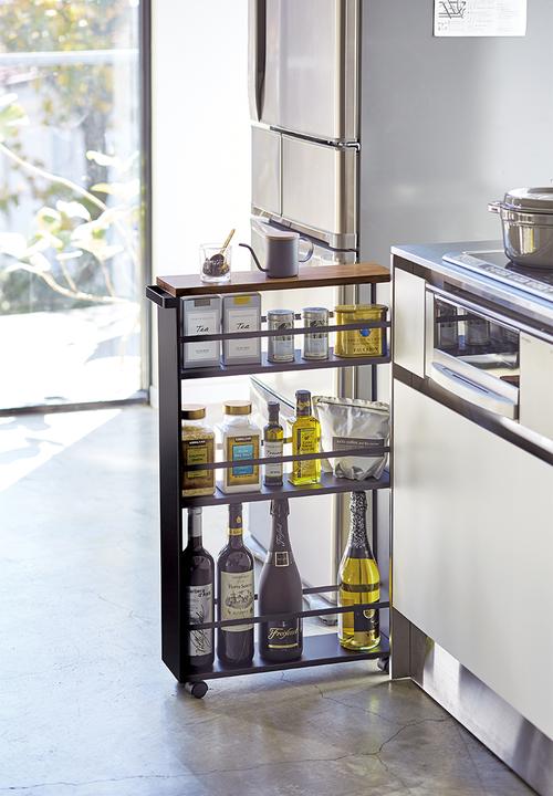 Yamazaki - Tower storage cart with handle - black