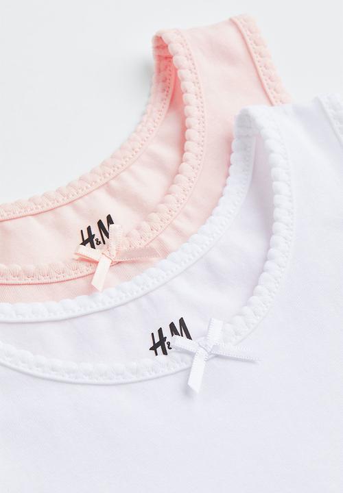 H&M - 2 Pack vest tops - light pink & white