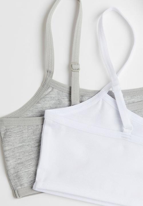 H&M - 2 Pack jersey crop tops - light grey marl & white
