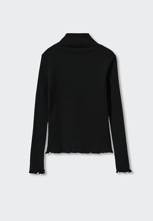 MANGO - T-shirt turborib - black