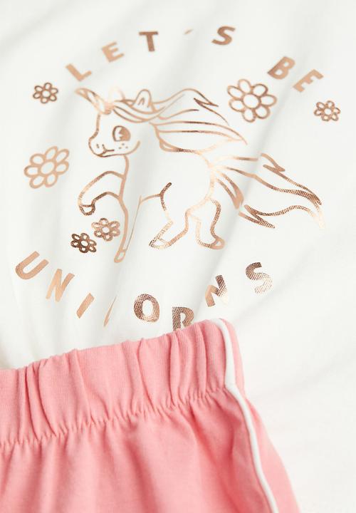 H&M - 2-Piece cotton jersey set - pink/unicorn
