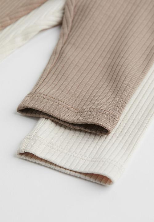 H&M - 2 Pack leggings - greige & cream