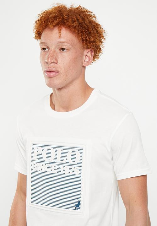 POLO - Men embossed block tee - white
