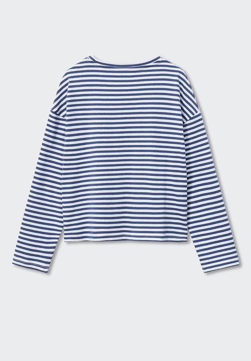 MANGO - T-shirt  stripes - blue