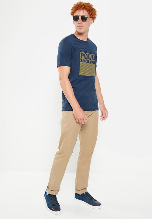 POLO - Men embossed block tee - navy