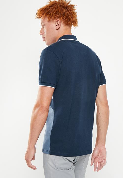 POLO - Men colourblock short sleeve pique golfer - navy