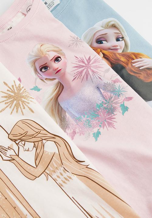 H&M - 3-pack printed jersey tops - light pink/frozen