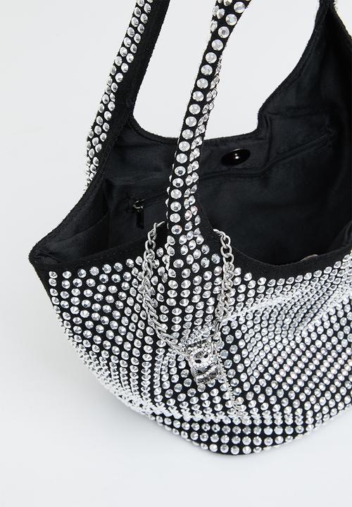 SISSY BOY - Crystal twist: bling shoulder bag - black