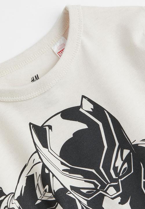 H&M - Printed top - light beige/black panther