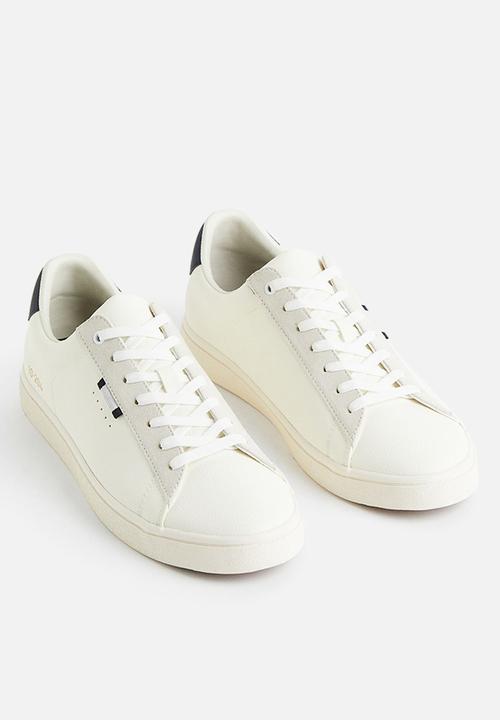 H&M - Imitation leather trainers - white & dark blue