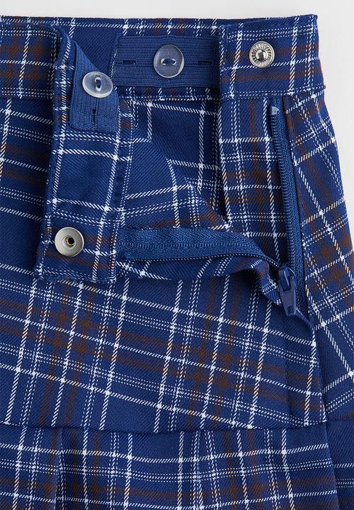 H&M - Pleated twill skirt - dark blue/checked