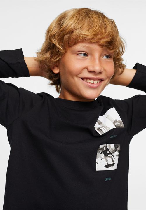 MANGO - T-shirt- urbanpic - black