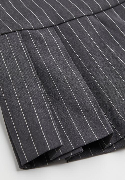 H&M - Pleated twill skirt - dark grey/pinstriped