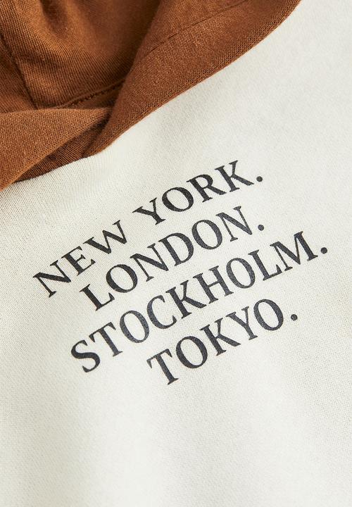 H&M - Printed hoodie - cream/new york
