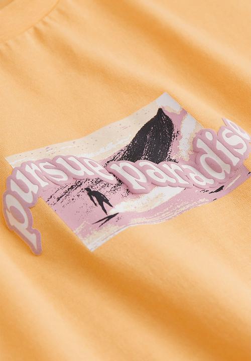H&M - Printed T-shirt - yellow/pursue paradise