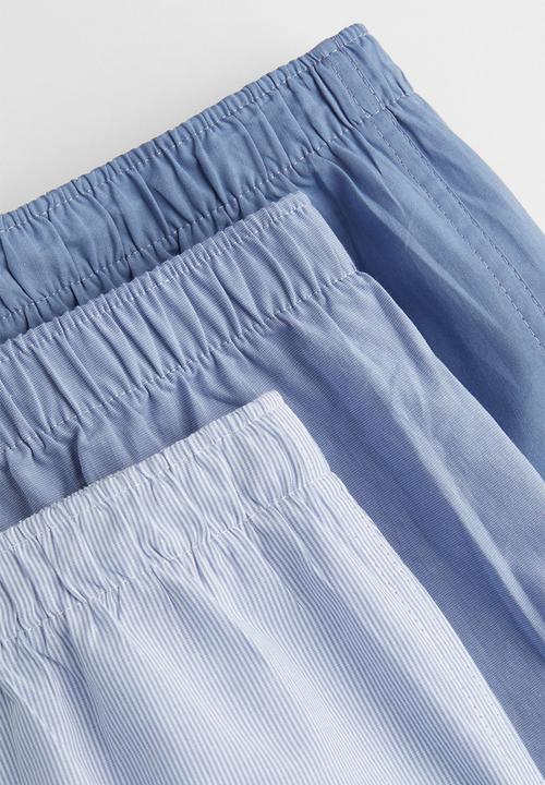 H&M - 5 Pack woven cotton boxer shorts - light blue & dark blue