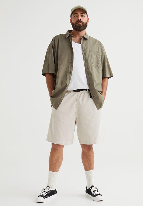 H&M - Relaxed fit short-sleeved shirt - khaki green