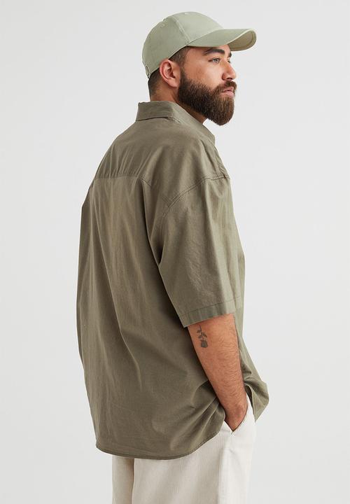 H&M - Relaxed fit short-sleeved shirt - khaki green