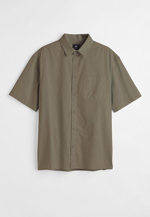 H&M - Relaxed fit short-sleeved shirt - khaki green