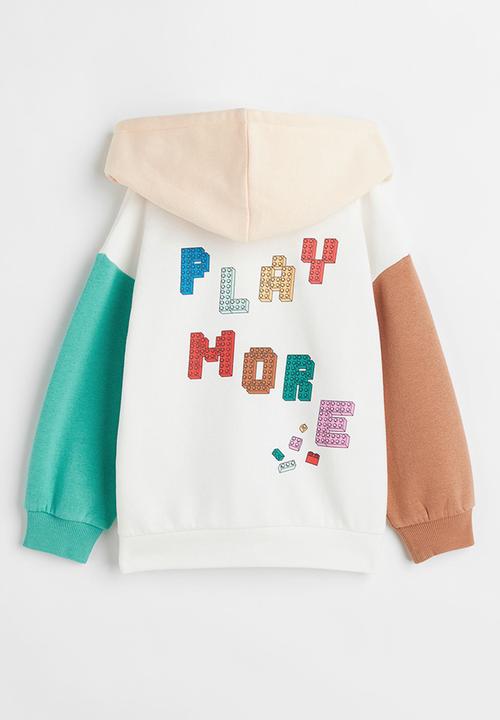 H&M - Printed zip-through hoodie - natural white/lego® collection