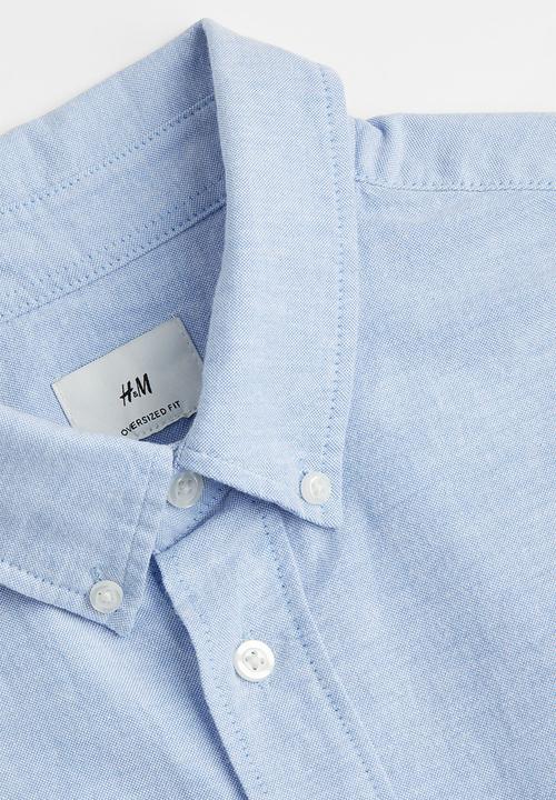 H&M - Oversized fit short-sleeved oxford shirt - light blue