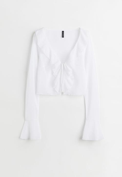 H&M - Flounce-trimmed chiffon blouse - white