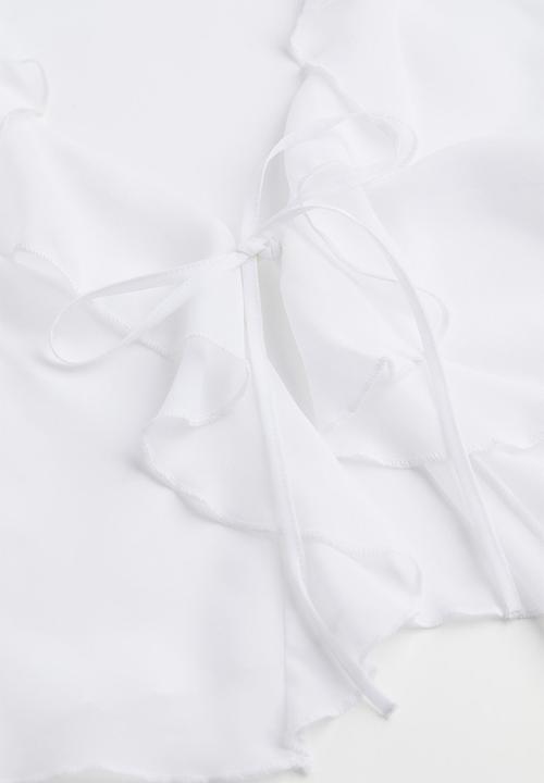 H&M - Flounce-trimmed chiffon blouse - white