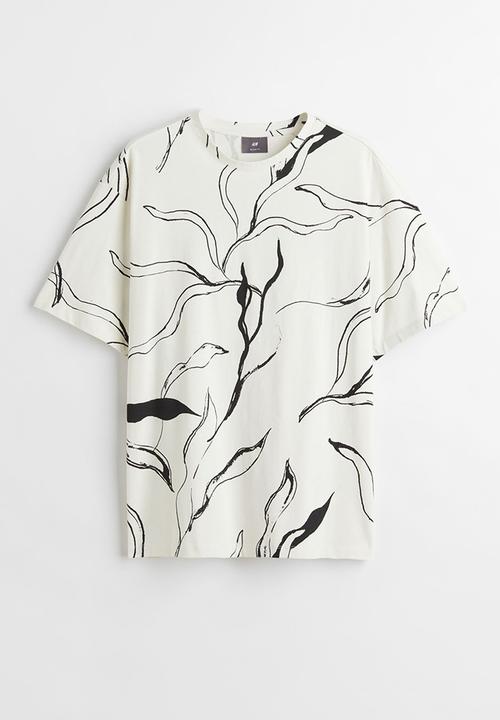H&M - Relaxed fit patterned cotton T-shirt - cream/patterned