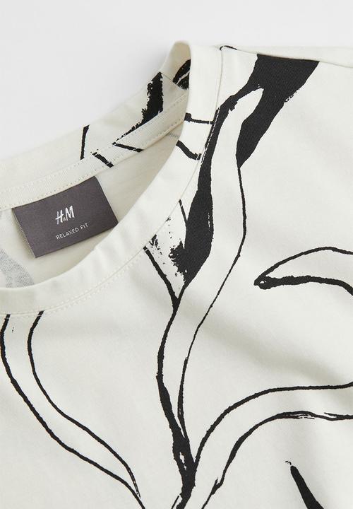 H&M - Relaxed fit patterned cotton T-shirt - cream/patterned
