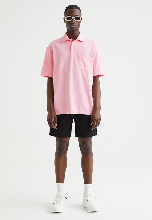 H&M - Relaxed fit velour polo shirt - pink