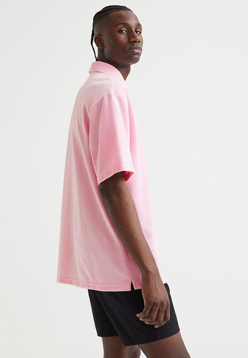 H&M - Relaxed fit velour polo shirt - pink