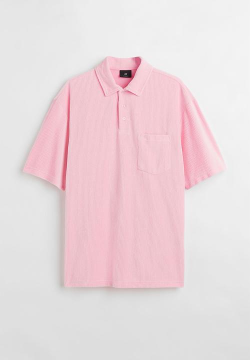 H&M - Relaxed fit velour polo shirt - pink