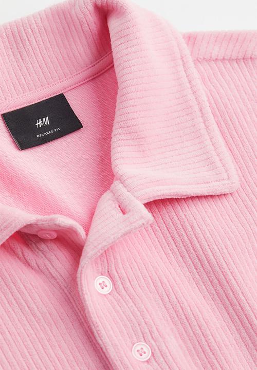 H&M - Relaxed fit velour polo shirt - pink