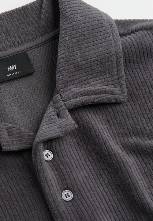 H&M - Relaxed fit velour polo shirt - dark grey
