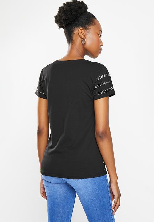 SISSY BOY - Mekar: regular fit top with short sleeves - black